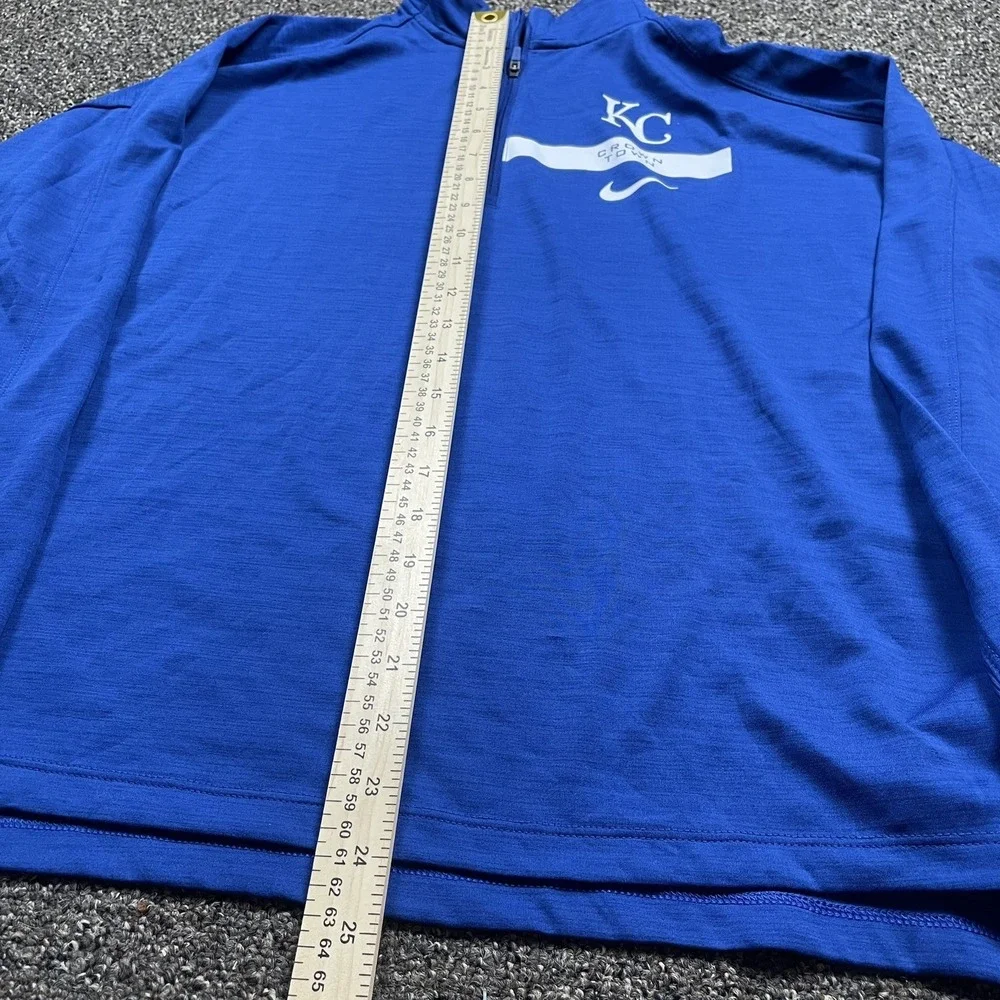 Kansas City Royals Jacket Mens Large Blue Nike Dri Fit 1/4 Quarter Zip Pullover